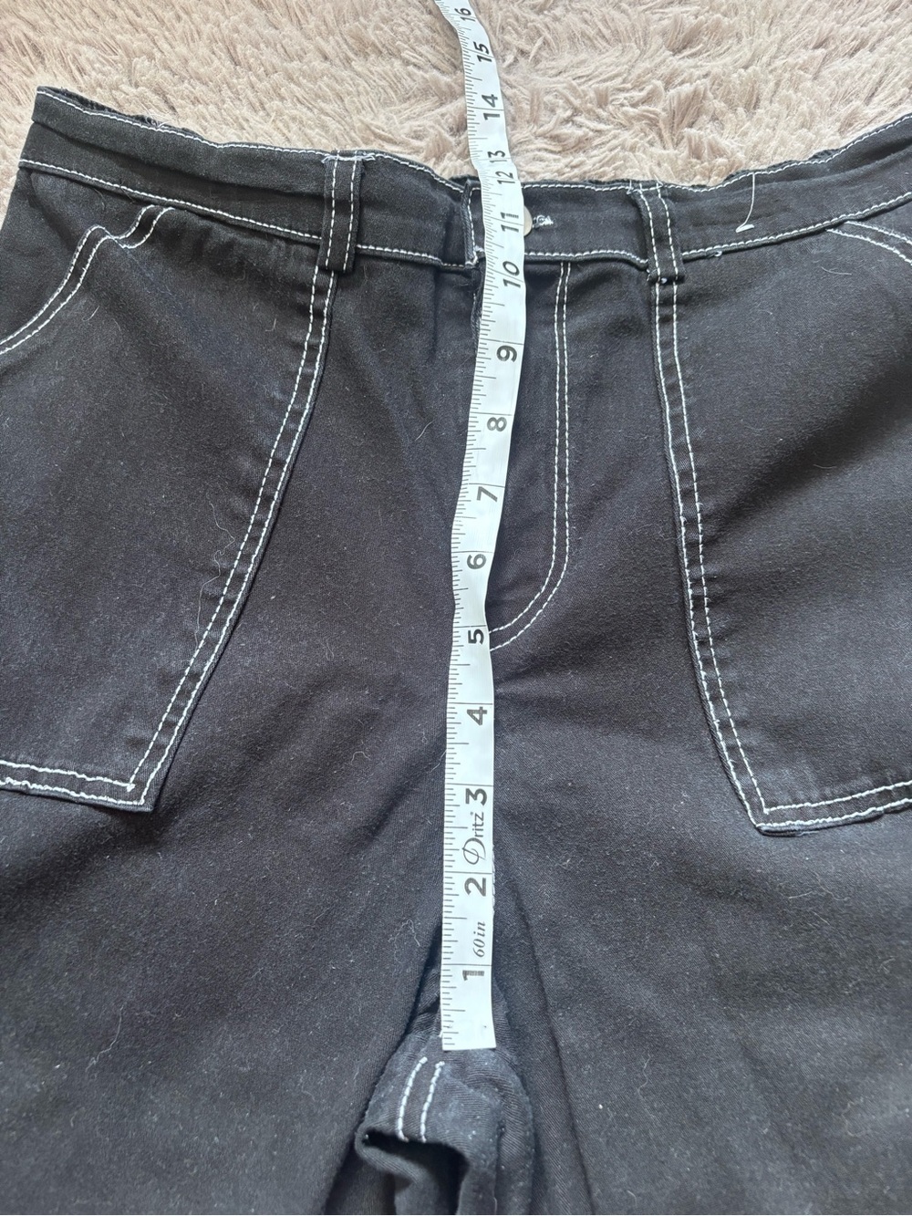 Rachel Paige Black Wide Leg Cargo Pants with White Contrast Stitching Large - Picture 8 of 10